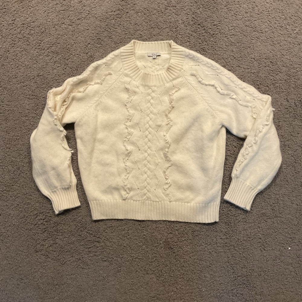 Rails Vintage Ivory Lambswool Cashmere Textured Cable Knit Sweater Shirt sz S